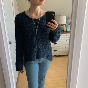 Anthropologie Sweater- Blue Cotton High-Low Style